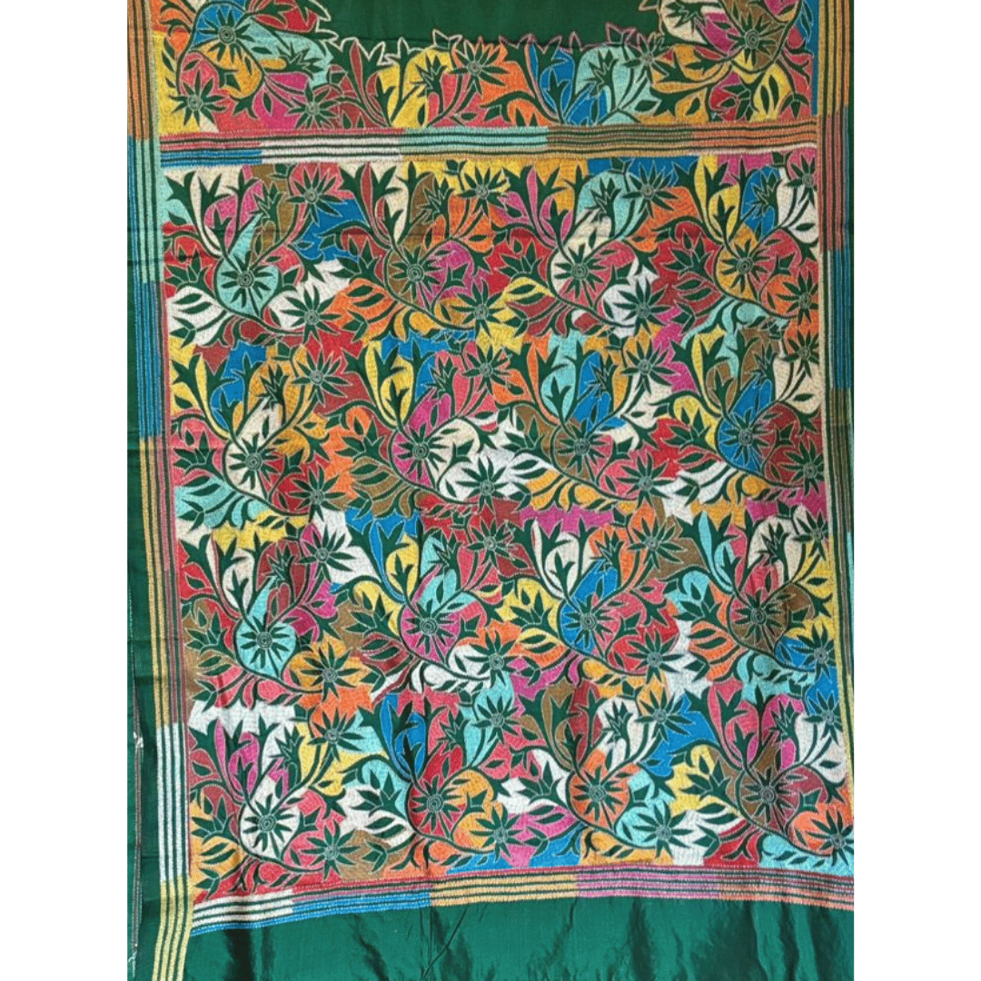 Dark Green Pure Silk Saree