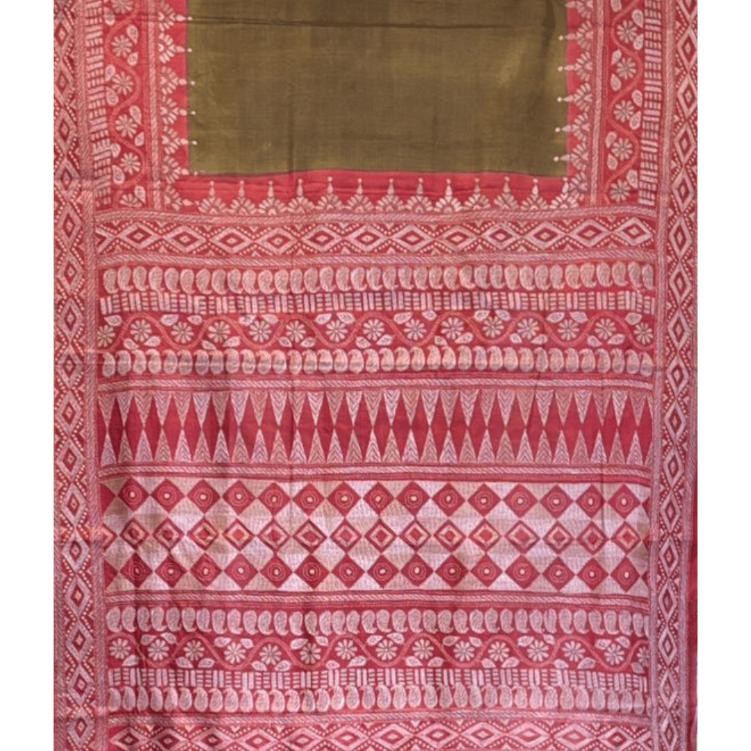 Red Tussar Gachi Saree