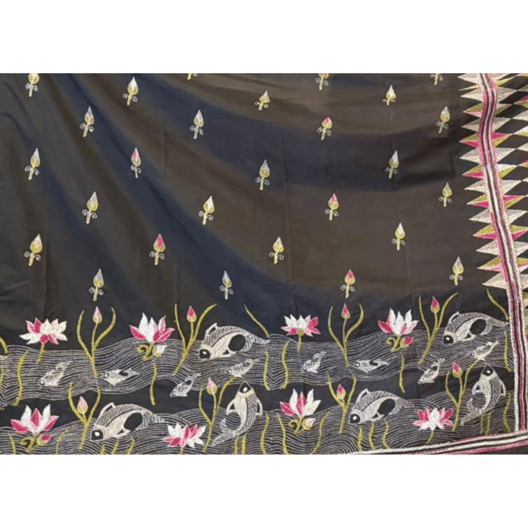 Blended Silk Saree with Kantha Work