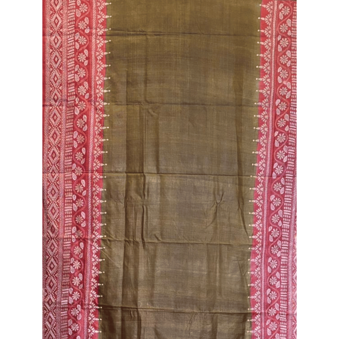 Red Tussar Gachi Saree