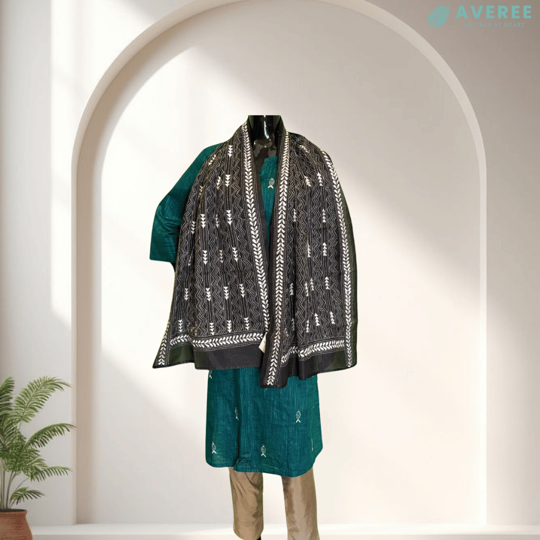 Black Blended Silk Stole