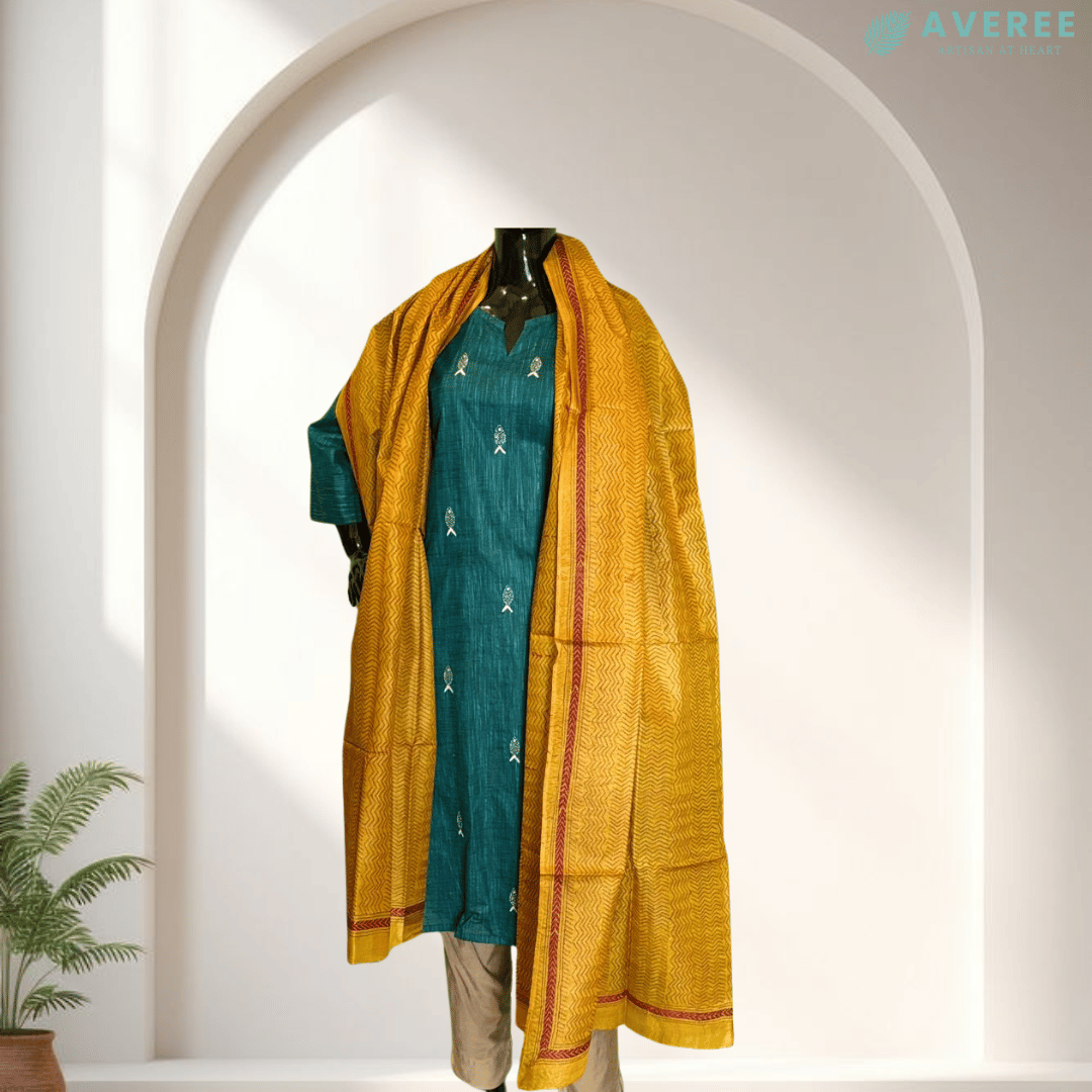Yellow Pure Silk Tussar Dupatta