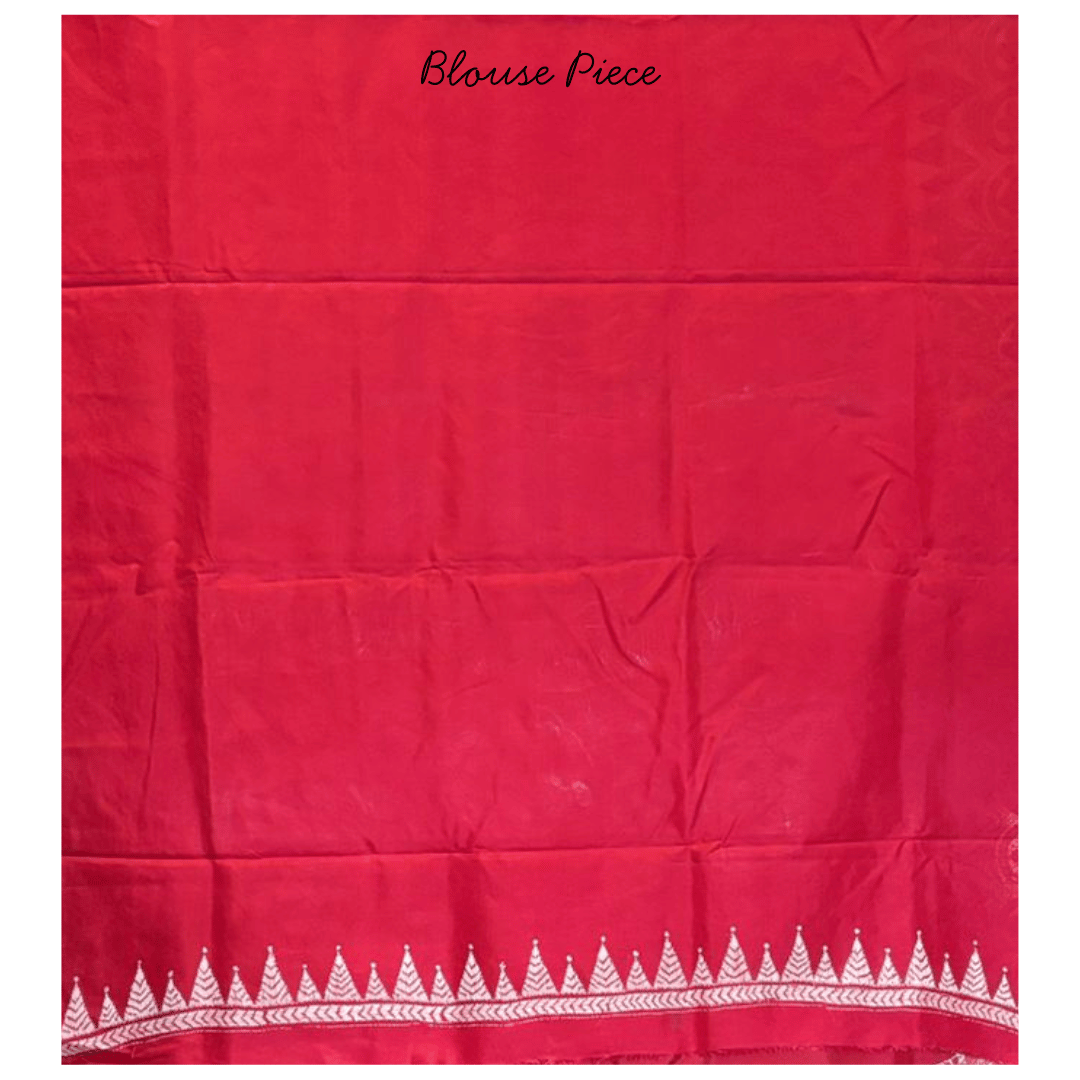 Red Pure Silk Tassar Saree