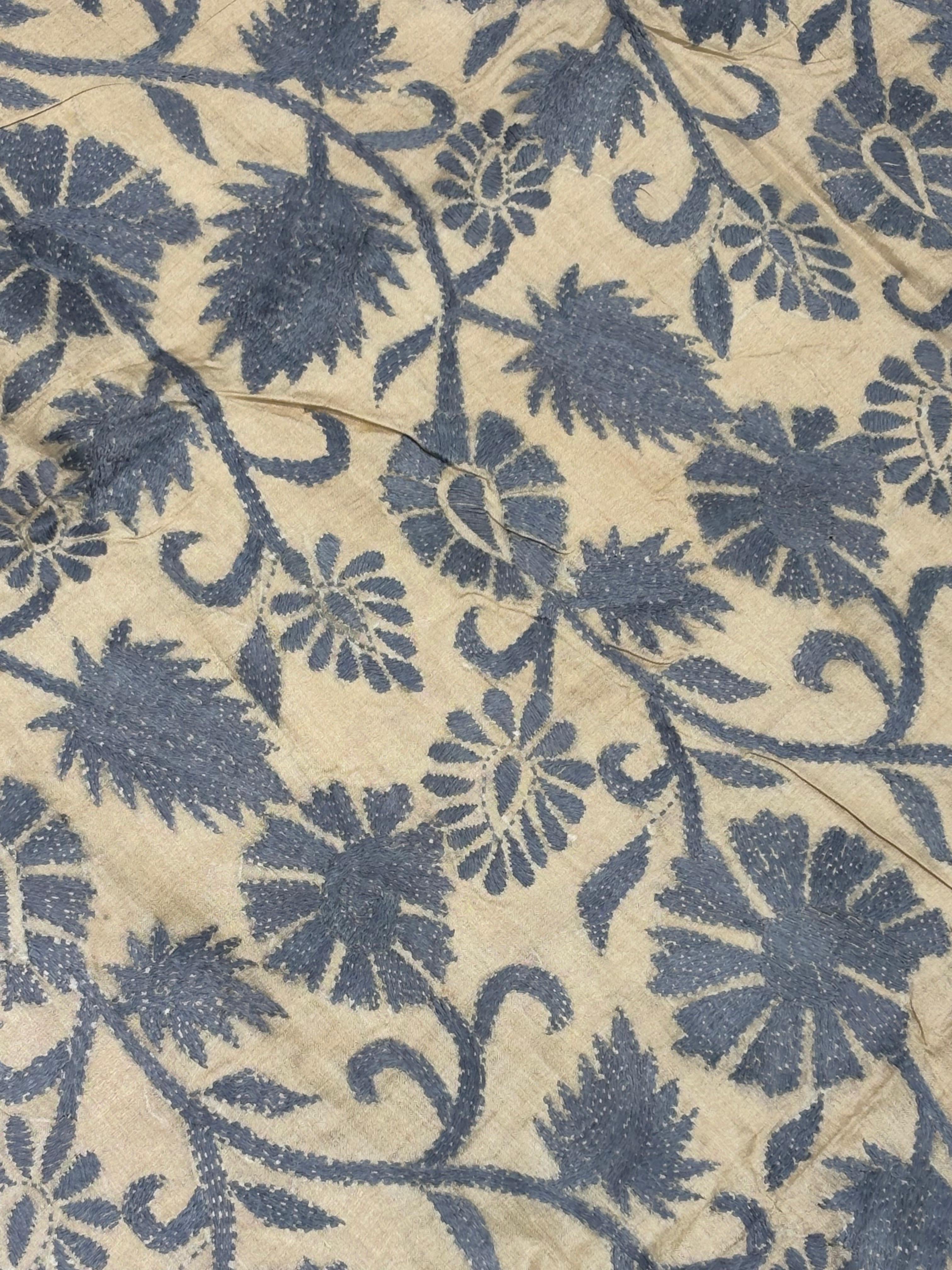 Blue & Yellow Dyed Tussar Saree