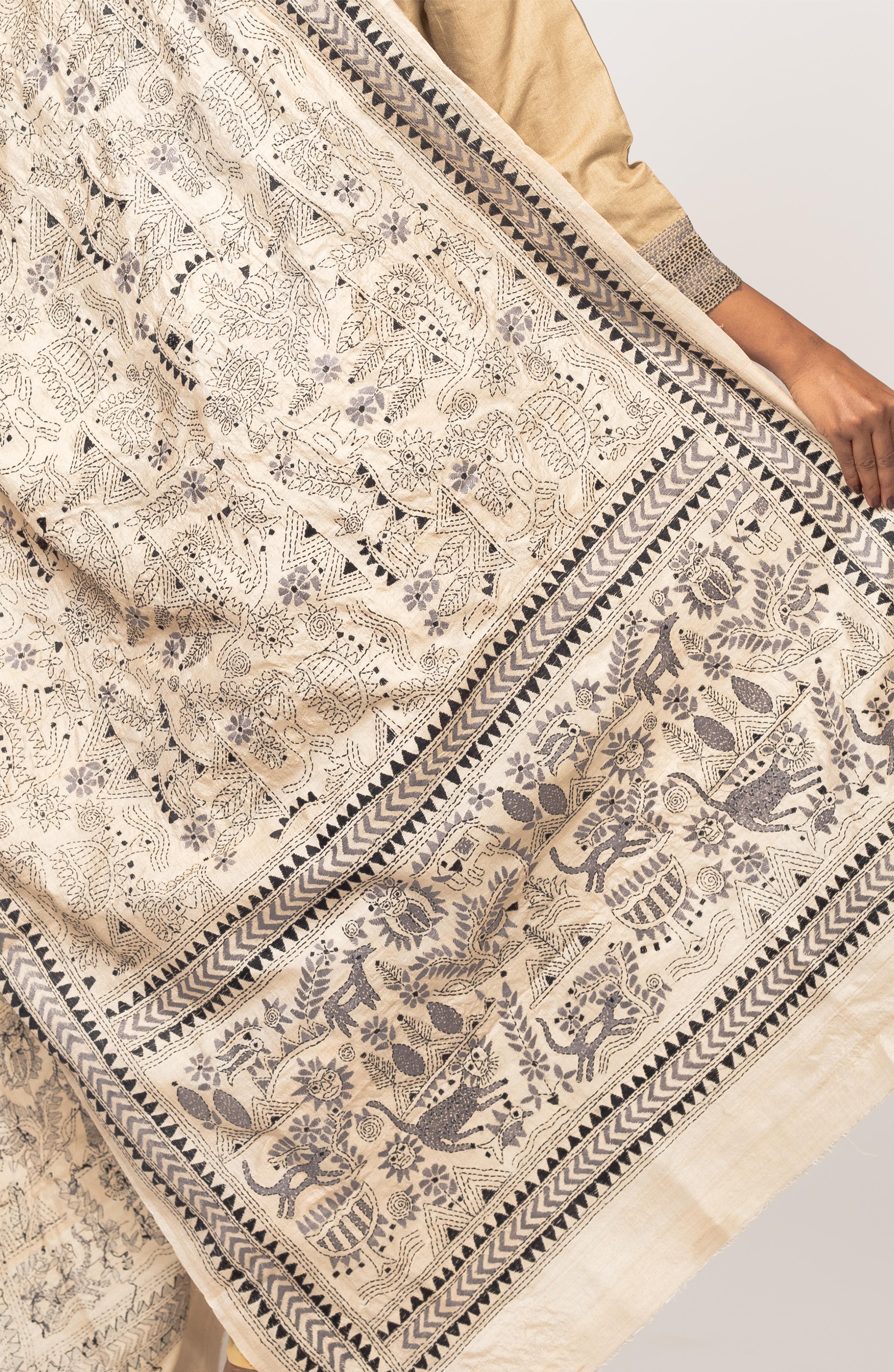 Black Fine Gachi Tussar Dupatta 36&