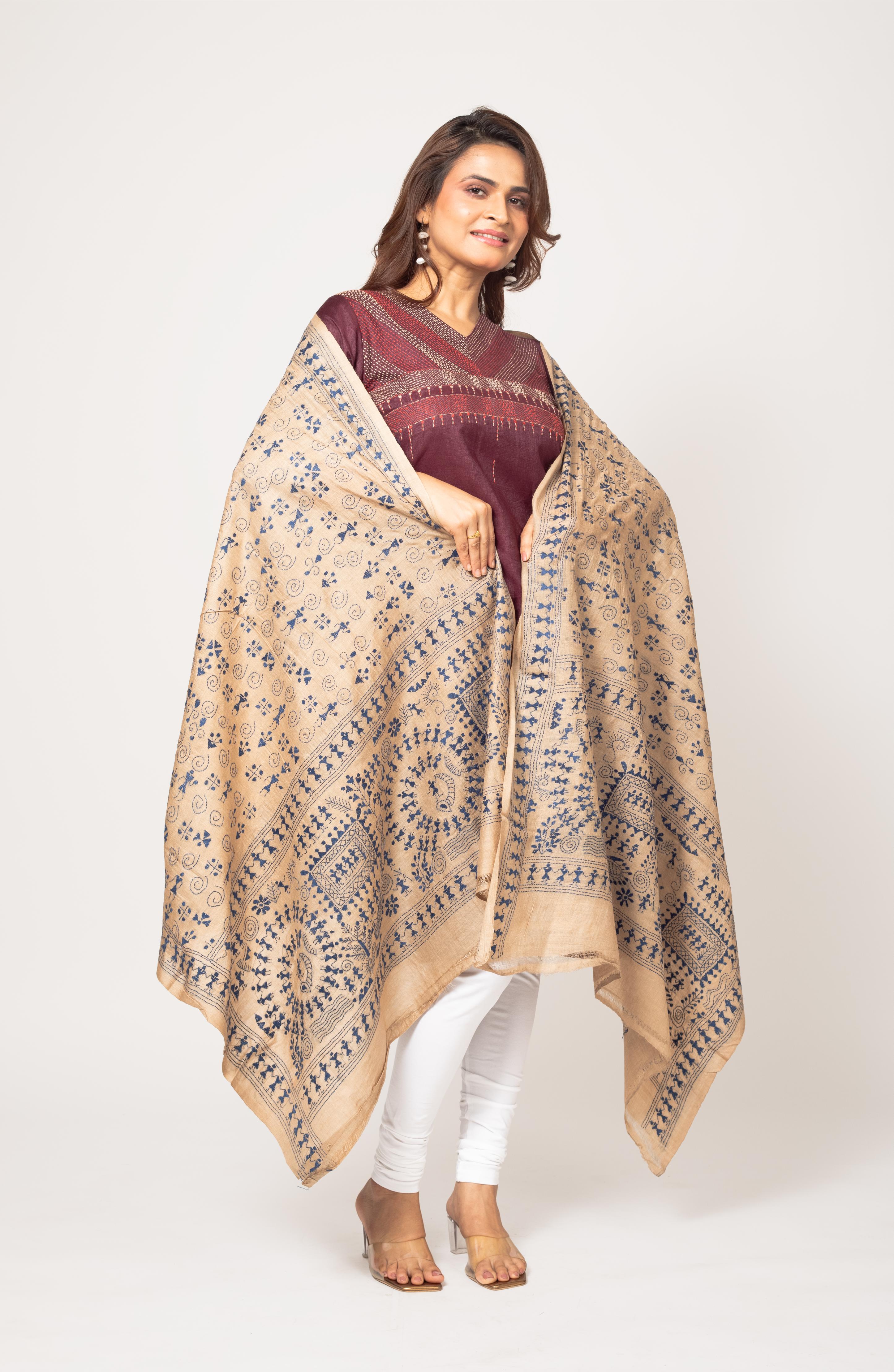 Mandala Blue Gachi Tussar Dupatta 36&