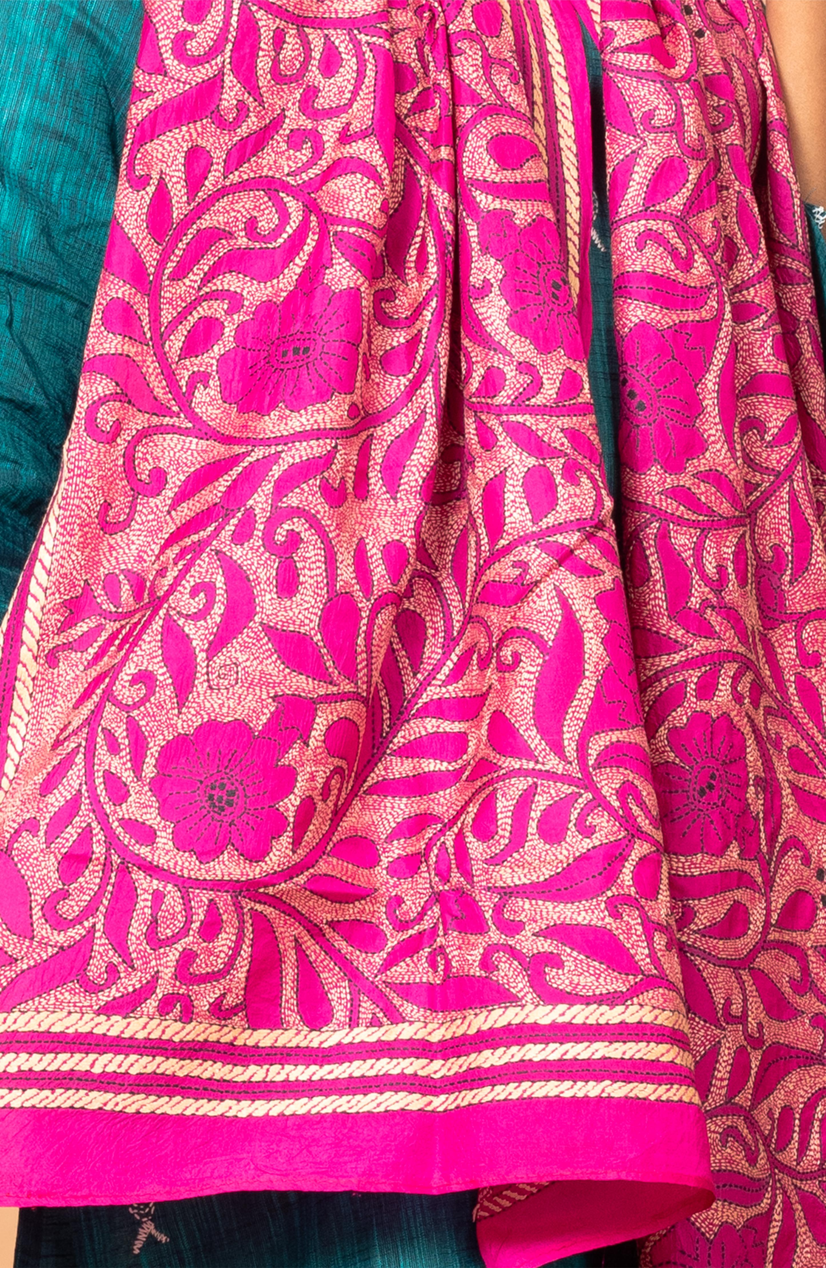 Rani Pink Floral Pure Silk Stole