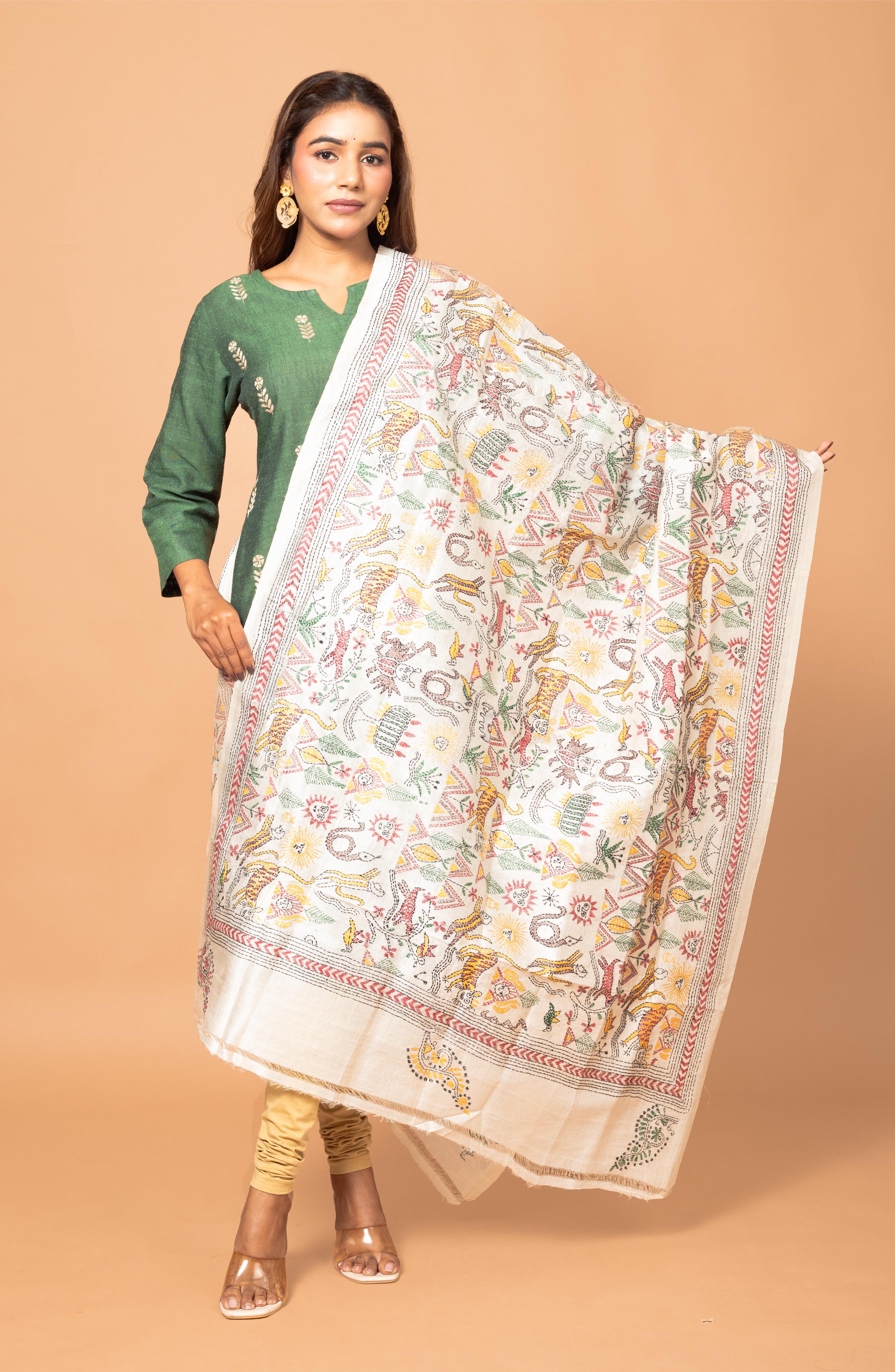 Animal Print Pure Silk Tussar Dupatta 36&