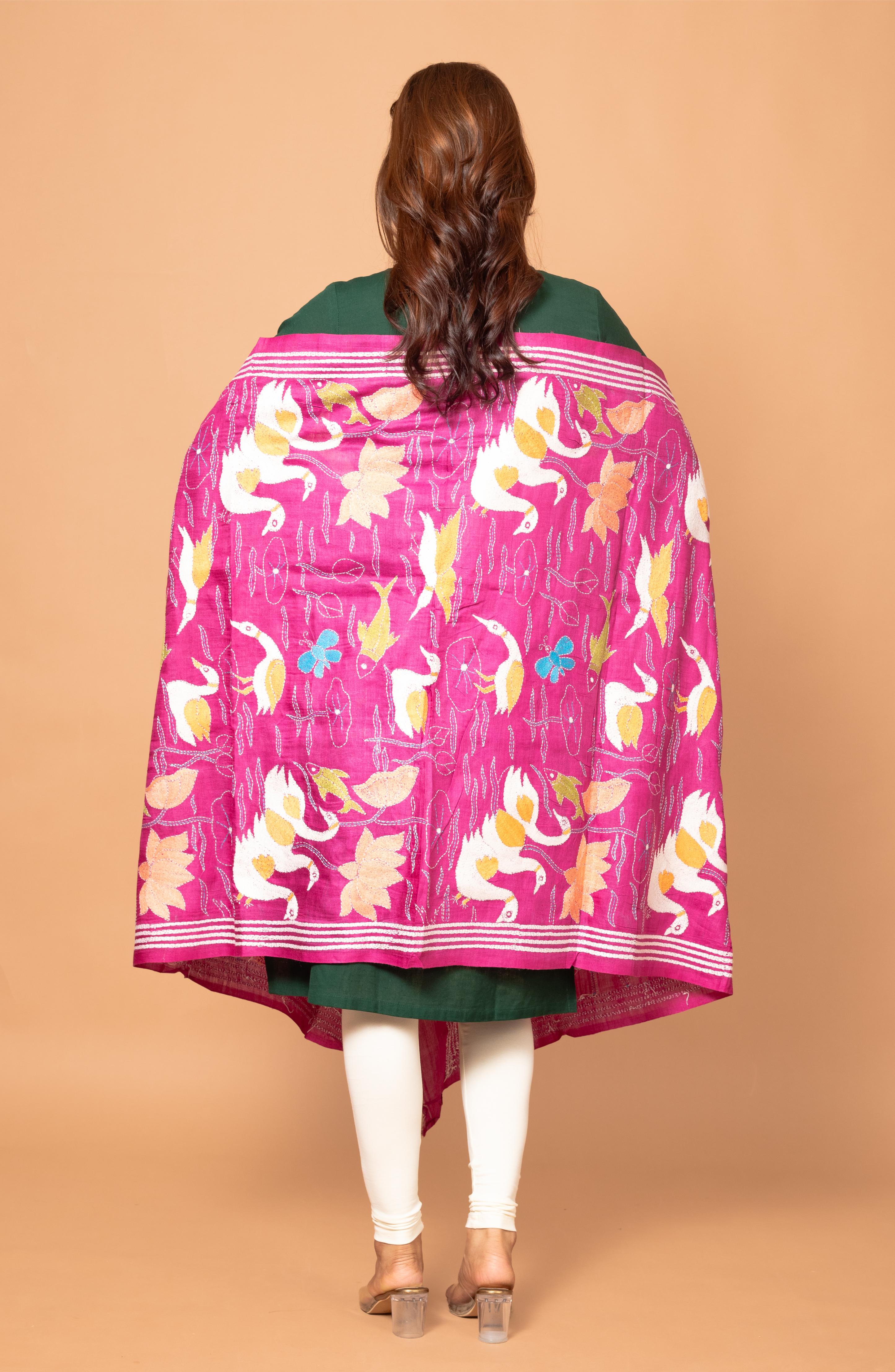 Swan Design Pure Silk Tussar Dupatta 36&