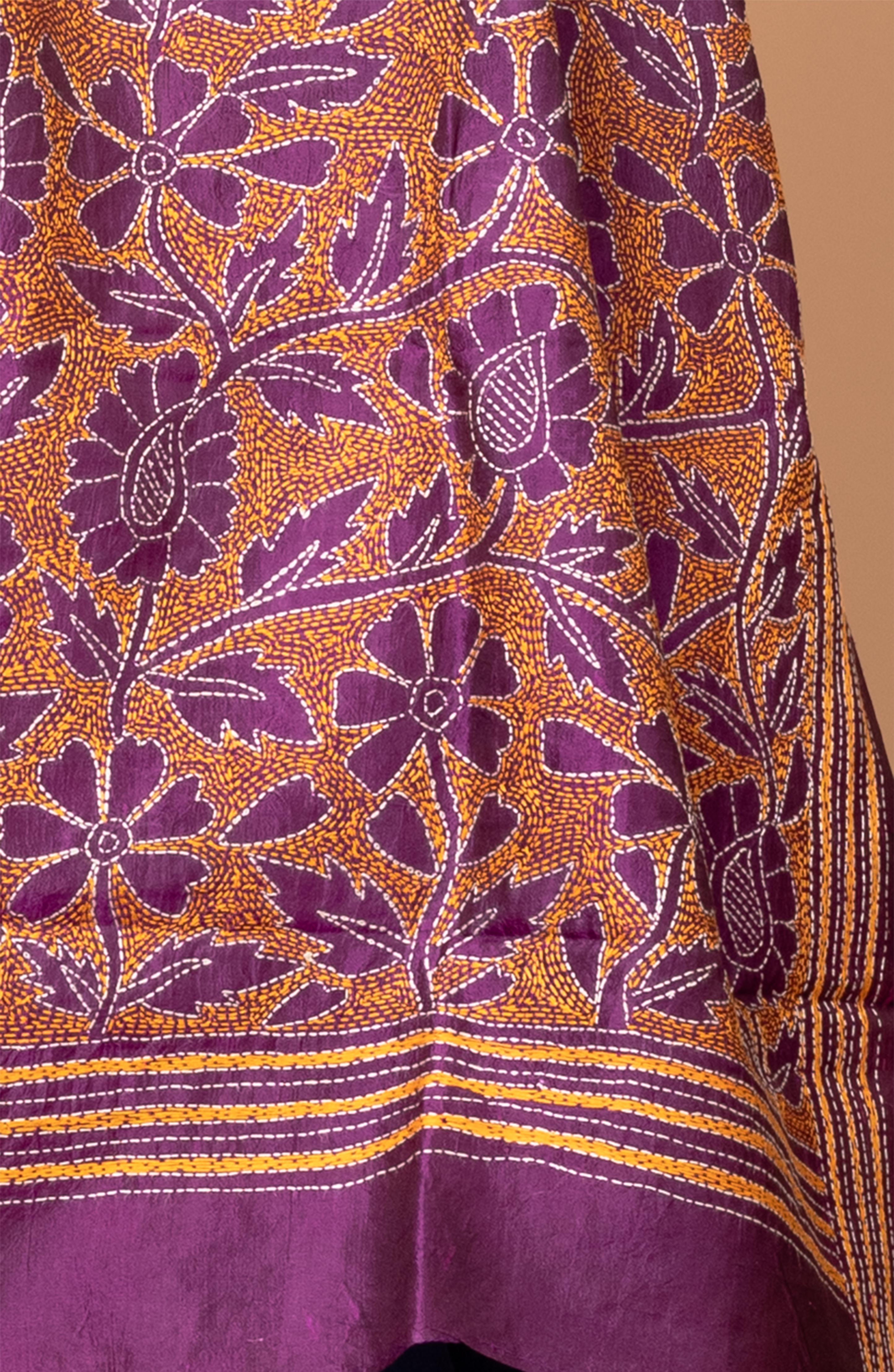 Mauve Floral Silk Stole