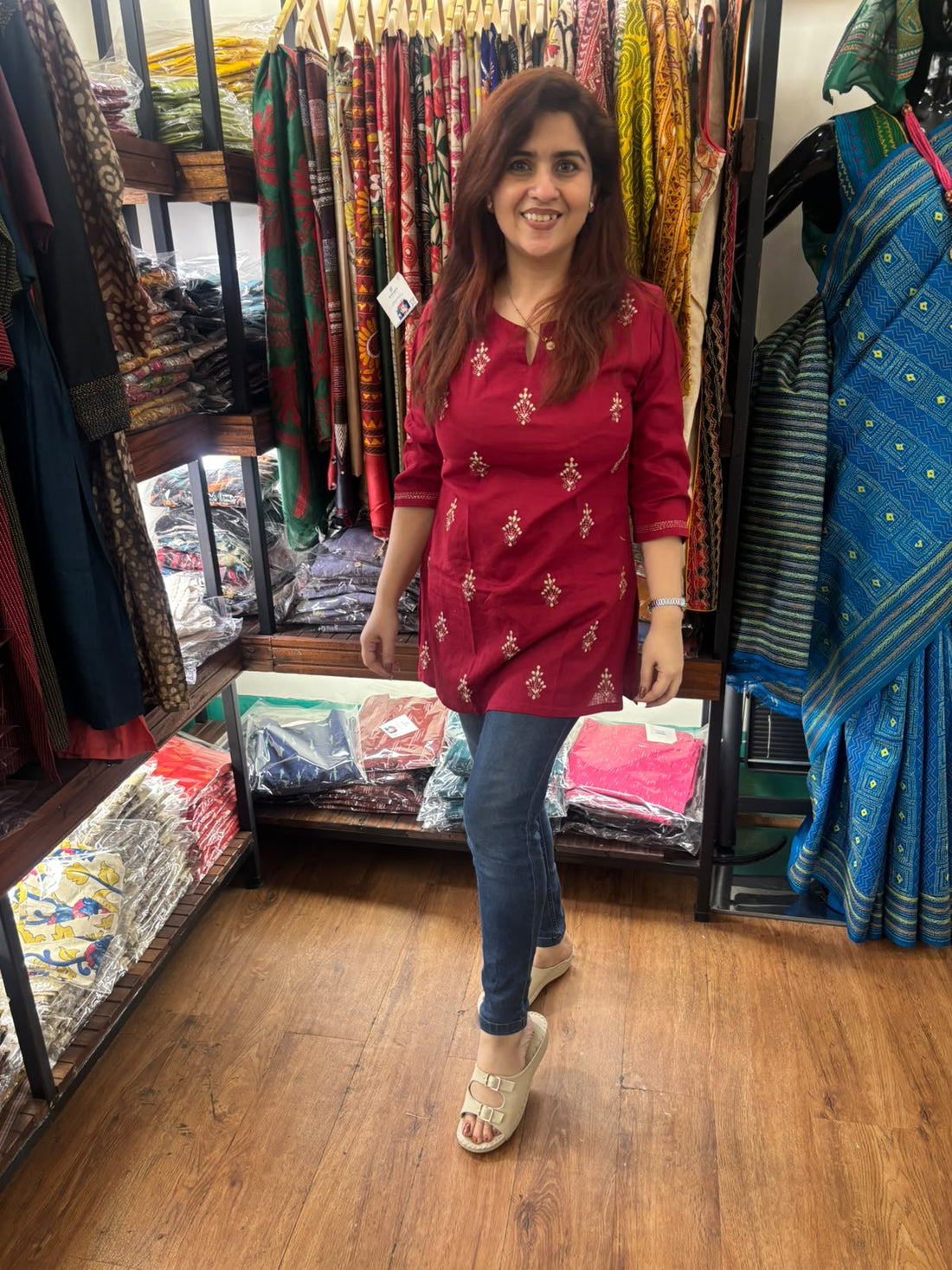 Red Short Cotton Kurti