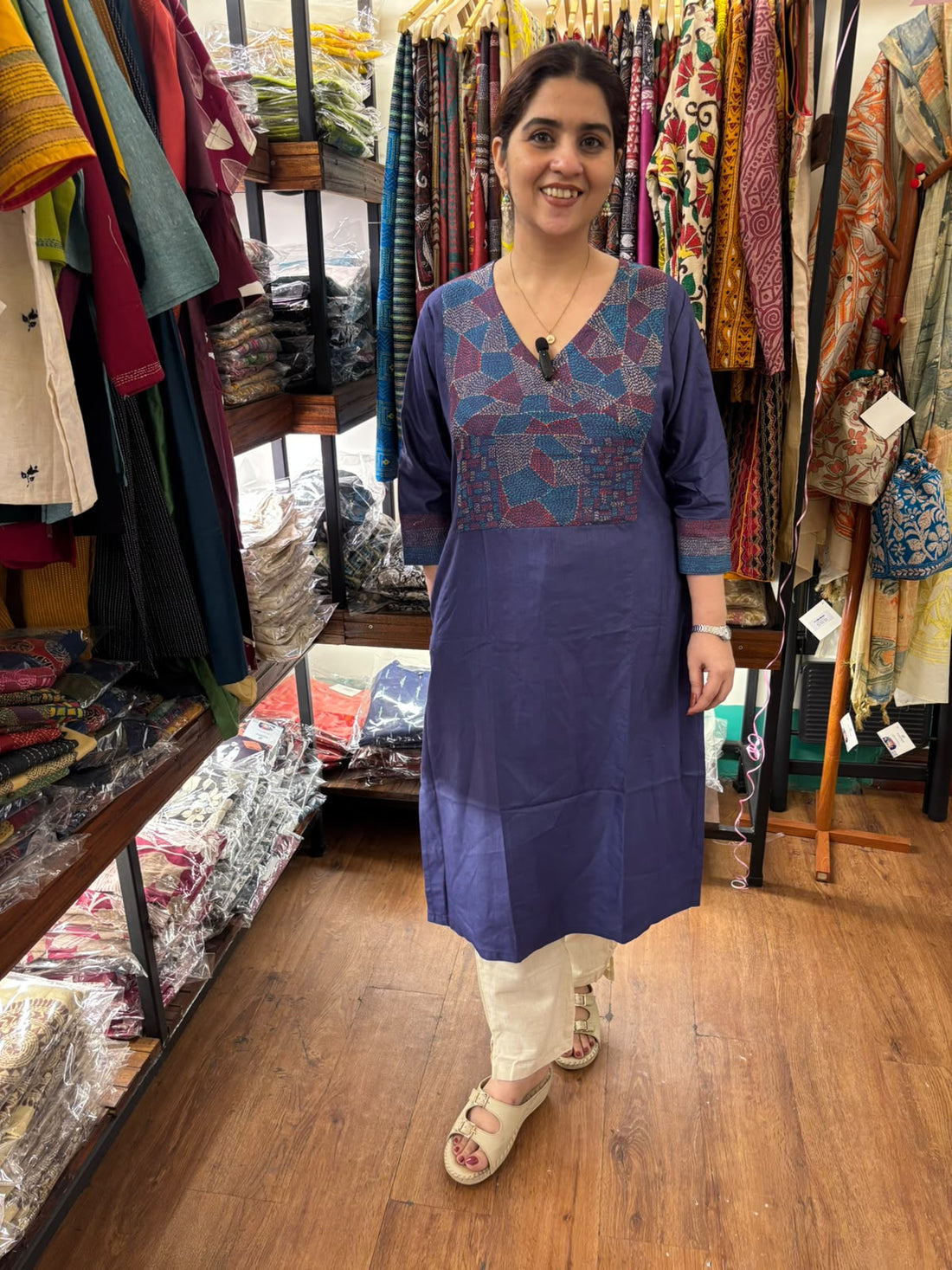 Violet Tussar Silk Long Kurti
