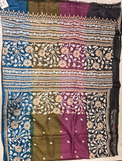 Multicolour Dyed Tussar Saree