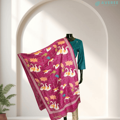 Pink Pure Silk Tussar Dupatta