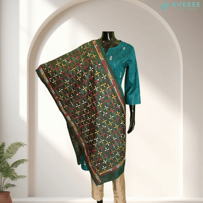 Dark Green Blended Silk Stole