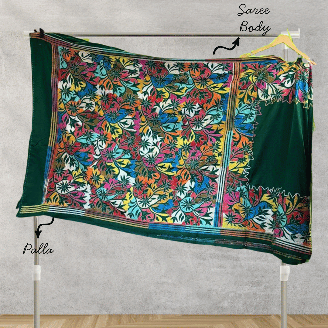 Dark Green Pure Silk Saree