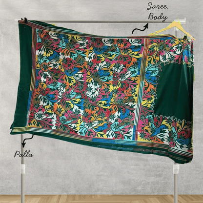 Dark Green Pure Silk Saree