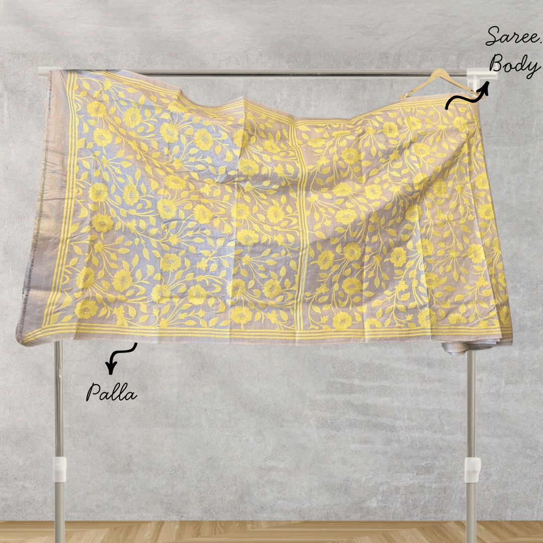 Pure Tussar Silk Saree with Kantha Work