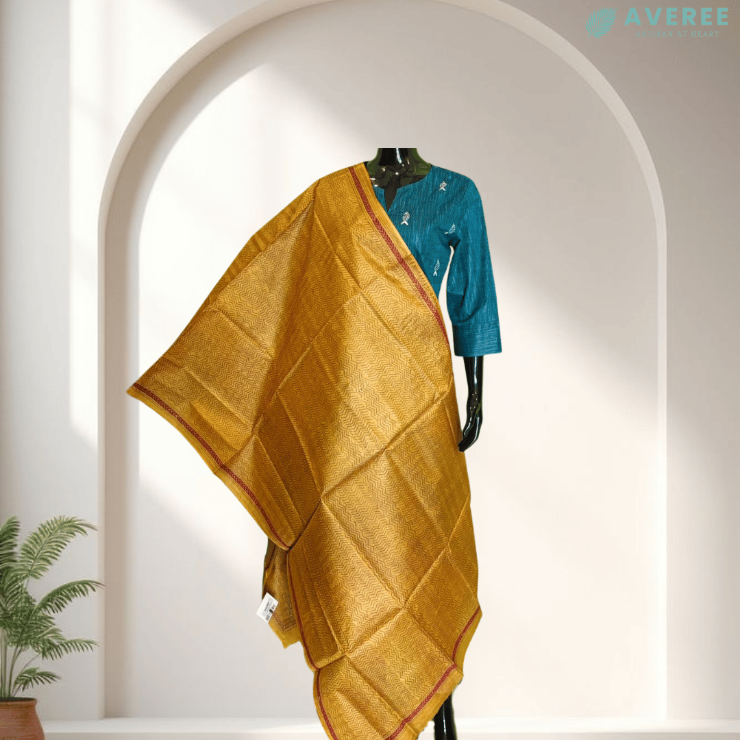 Yellow Pure Silk Tussar Dupatta