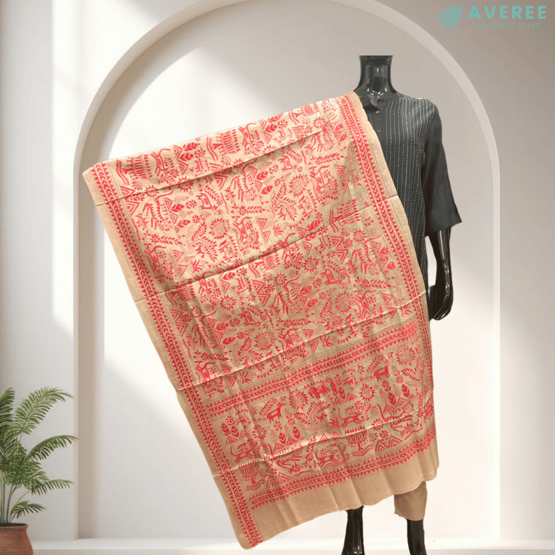 Pink Pure Gachi Tussar Dupatta