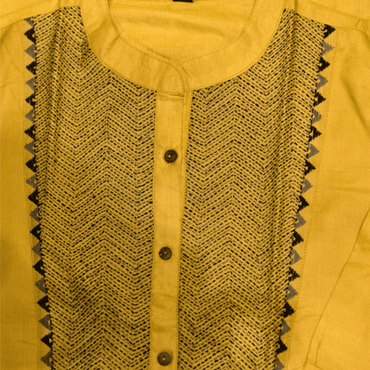 Tan Silk Hand Embroidered Slim Fit Kurti