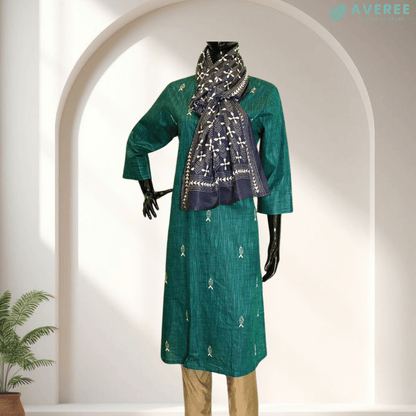 Navy Blue Blended Silk Stole