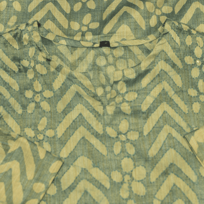 Green Block Cotton Hand Embroidered Slim Fit Kurti