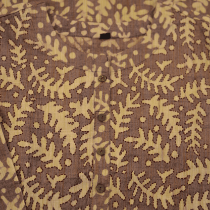 Burgundy Block Print Viscose Hand Embroidered Slim Fit Kurti