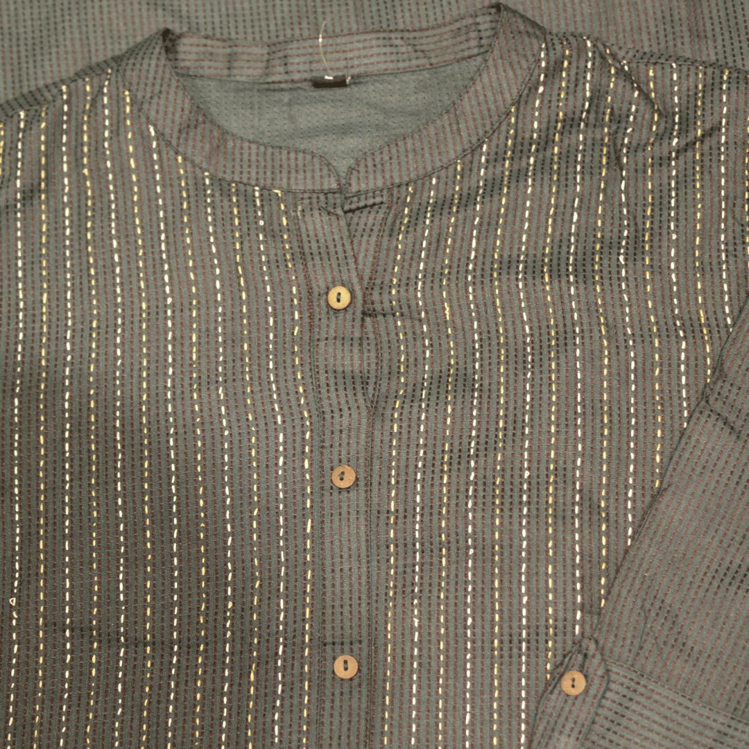 Green Silk Hand Embroidered Slim Fit Kurti