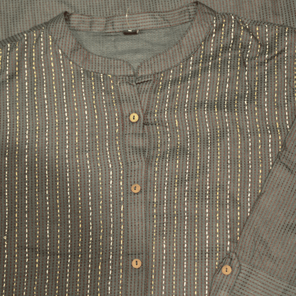 Green Silk Hand Embroidered Slim Fit Kurti