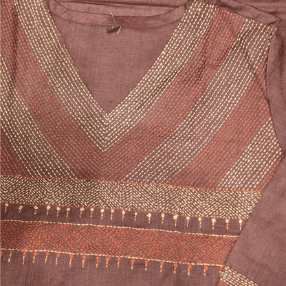 Maroon Silk Hand Embroidered Slim Fit Kurti