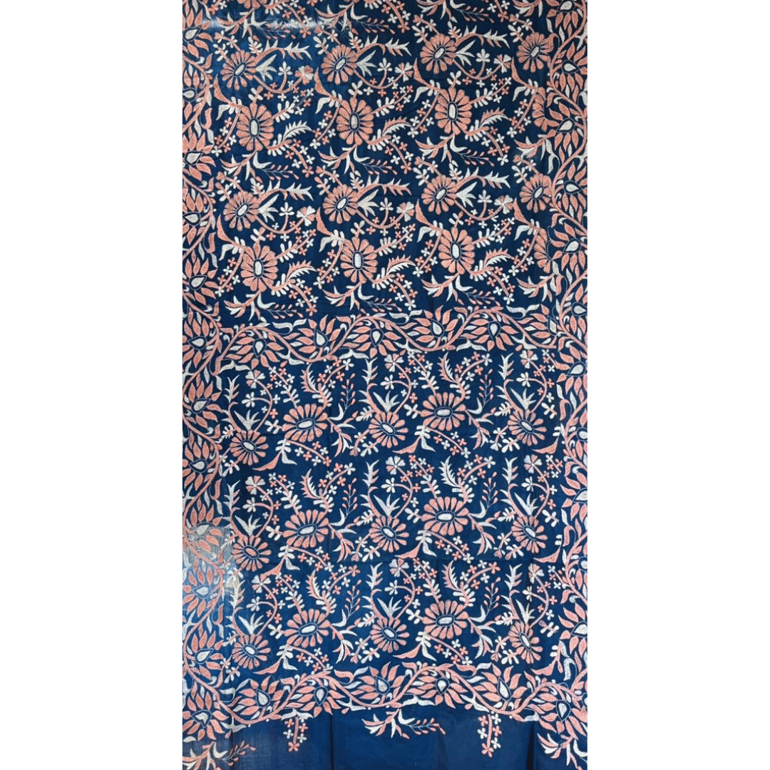 Blue And Pink Pure Silk Saree