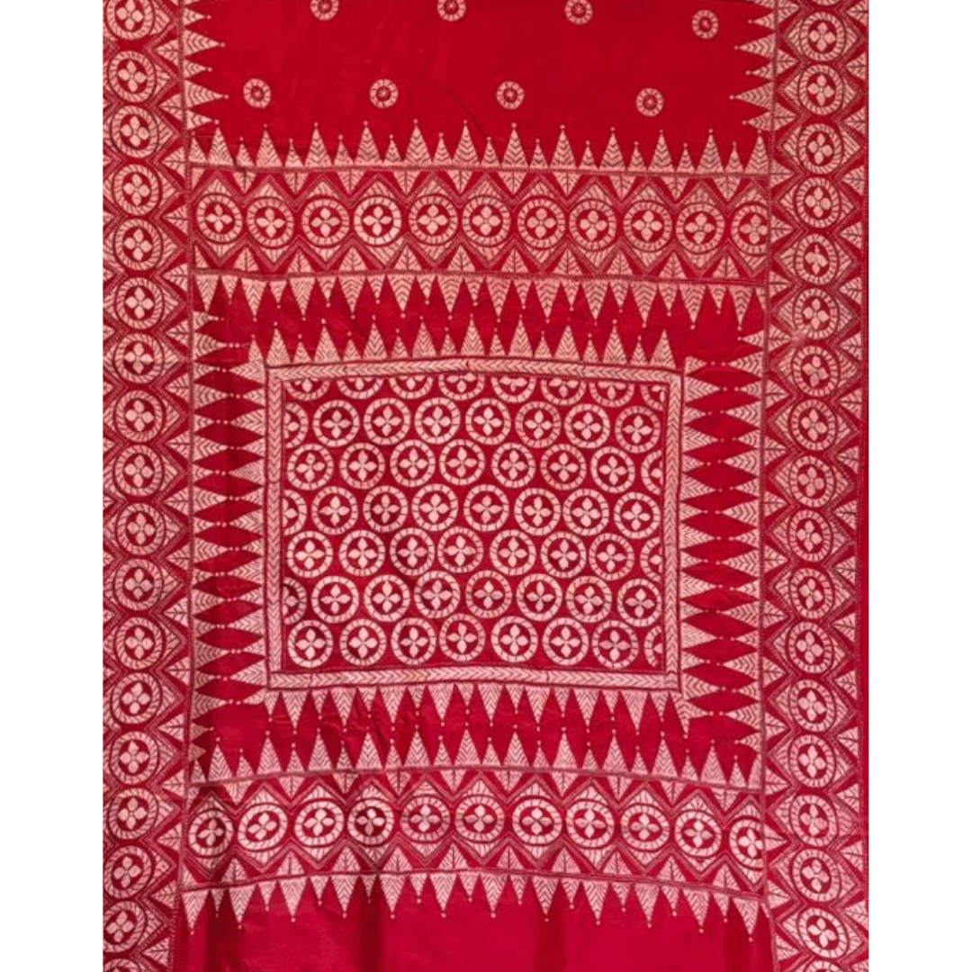 Red Pure Silk Tassar Saree