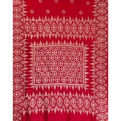 Red Pure Silk Tassar Saree