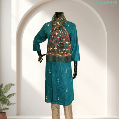 Dark Green Blended Silk Stole