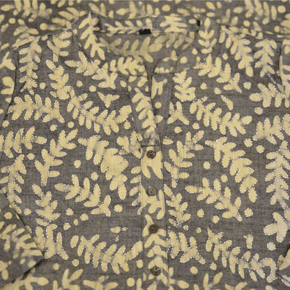 Grey Block Print Viscose Hand Embroidered Slim Fit Kurti