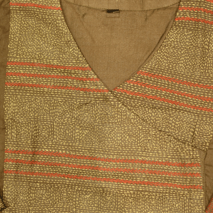 Brown Silk Hand Embroidered Slim Fit Kurti