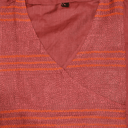 Pink Silk Hand Embroidered Slim Fit Kurti