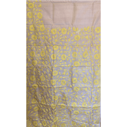 Pure Tussar Silk Saree with Kantha Work