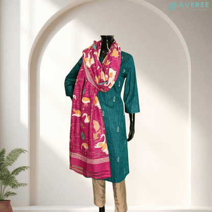 Pink Pure Silk Tussar Dupatta