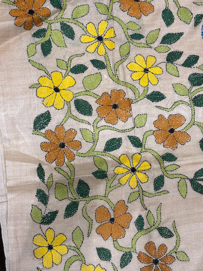 Floral with Dragonfly Tussar Saree