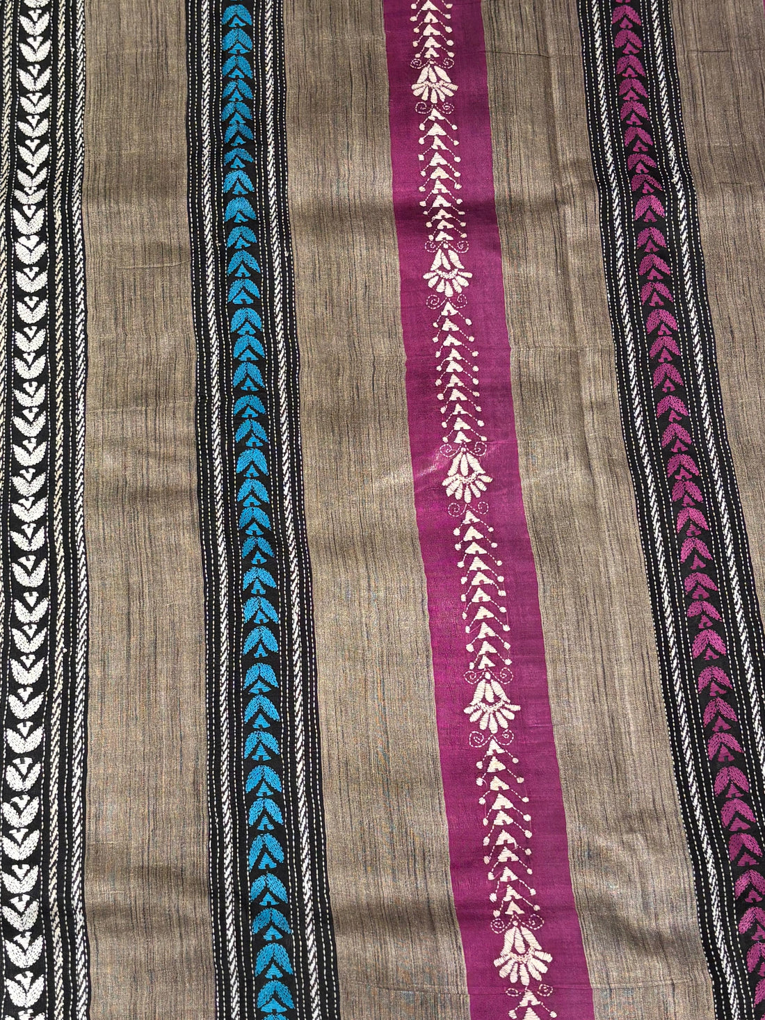Multicolour Floral  Dyed Tussar Saree