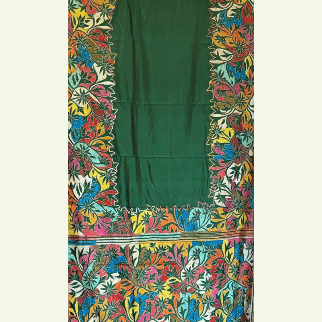 Dark Green Pure Silk Saree