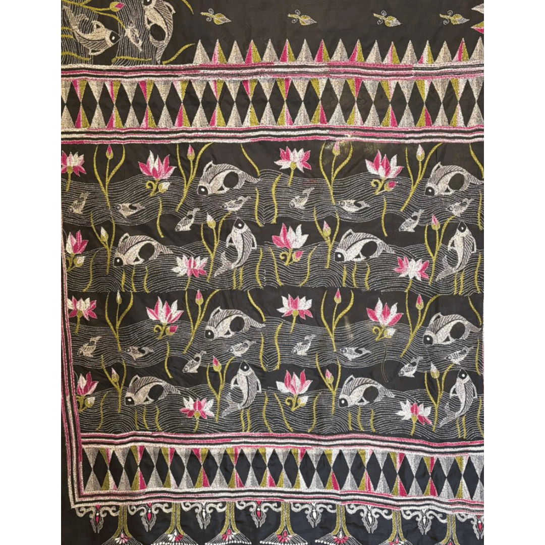 Blended Silk Saree with Kantha Work