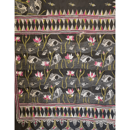 Blended Silk Saree with Kantha Work