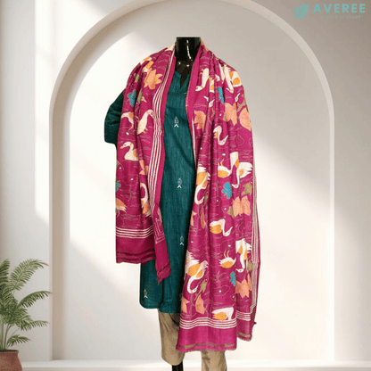 Pink Pure Silk Tussar Dupatta
