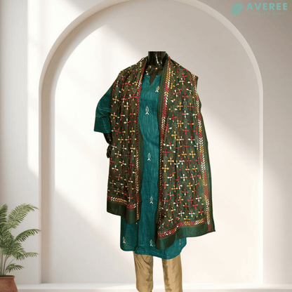 Dark Green Blended Silk Stole