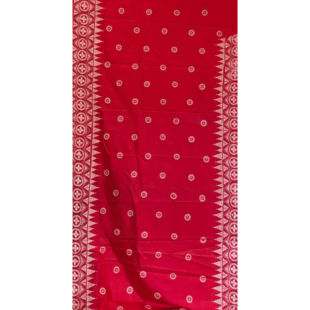 Red Pure Silk Tassar Saree
