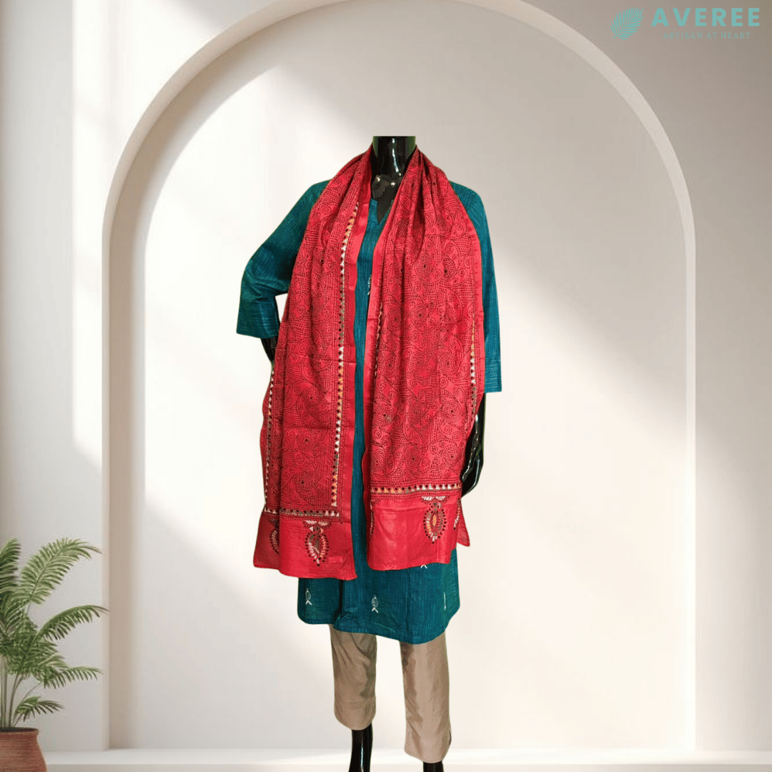 Red Blended Silk Stole