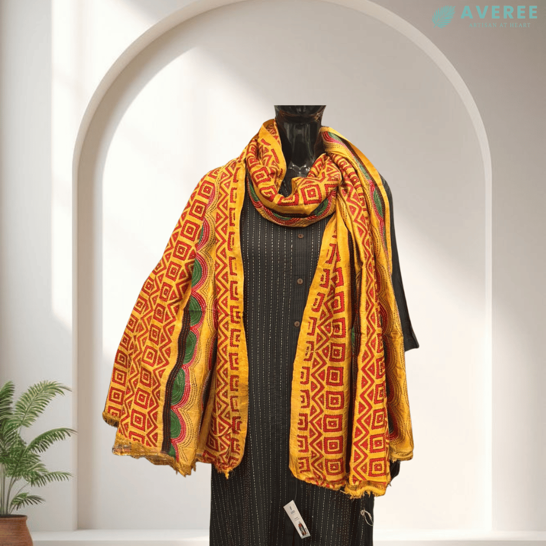 Yellow Hand Paint Dupatta